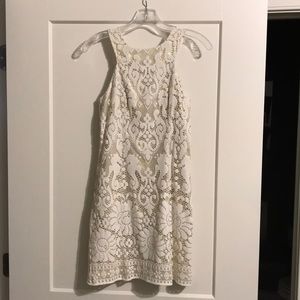 Lilly Pulitzer white with gold underlay dress